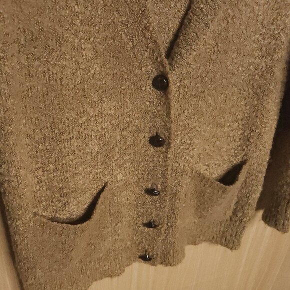 Staccato Brown Teddy Bear Grandpa Cardigan Elbow Patch Sweater Medium - Picture 3 of 8